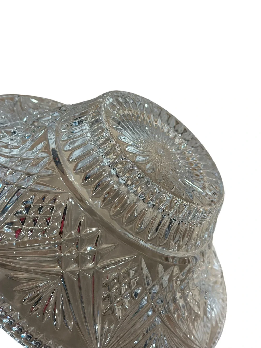 Vintage Bohemia Crystal Bowl 10.5” 24% Lead Cut Clear Glass Bowl Czech Republic